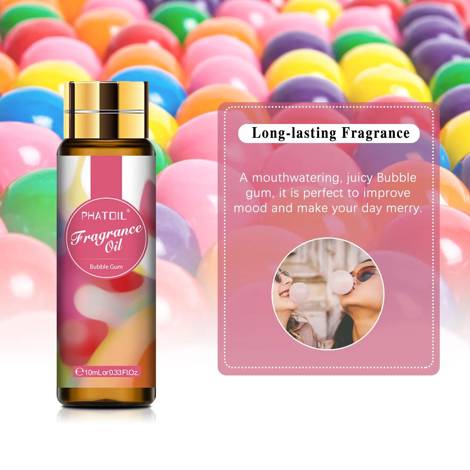 10ml Bubble Gum Fragrance Essential Oil with Dropper Diffuser Aroma Oil Musk Coffee Peach Baby Powder Peach Magnolia Mandarin - Bundle Joy Baby Boutique