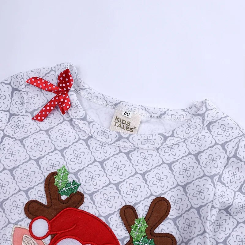 2024 Christmas Essentials New Children's Clothing Girls Long Sleeve Elk Print Top + Striped Pants Baby Suit Two Piece New Year - Bundle Joy Baby Boutique