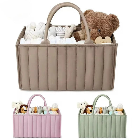 2024 Portable Baby Diaper Organizer Bag Folding High Capacity Diaper Caddies Travel - Friendly Baby Essentials Storage Bag - TinyToes Baby Boutique