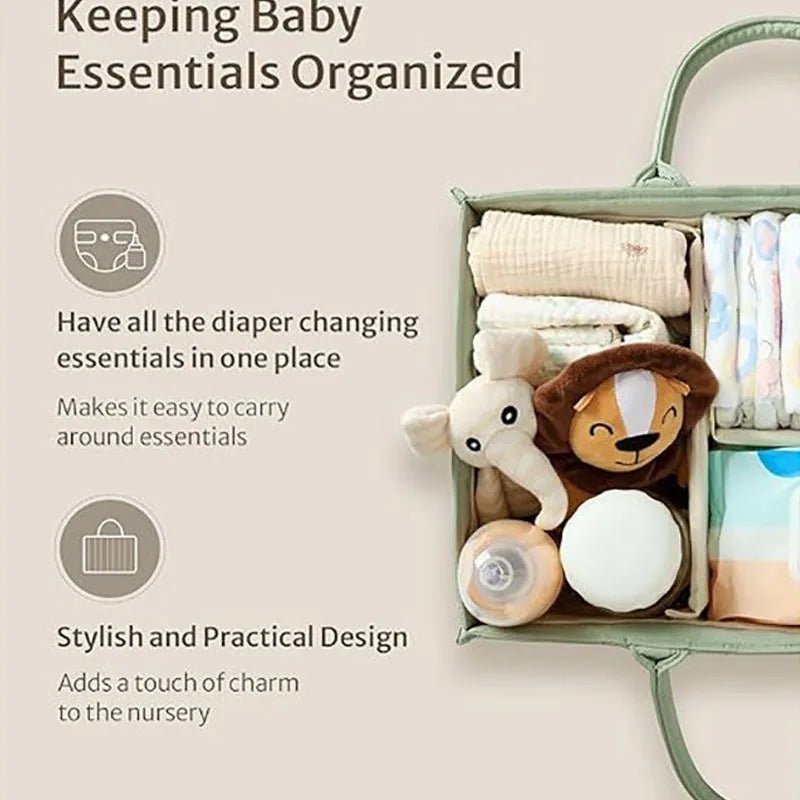 2024 Portable Baby Diaper Organizer Bag Folding High Capacity Diaper Caddies Travel - Friendly Baby Essentials Storage Bag - TinyToes Baby Boutique