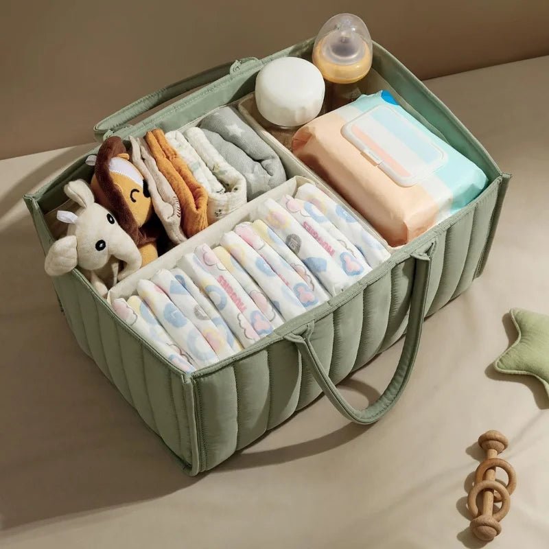 2024 Portable Baby Diaper Organizer Bag Folding High Capacity Diaper Caddies Travel - Friendly Baby Essentials Storage Bag - TinyToes Baby Boutique