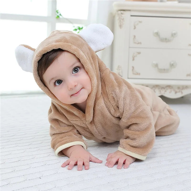 Baby Romper Winter Costume Baby Boys Clothes Coral Fleece Warm Baby Girls Clothing Animal Overall Baby Rompers Newborn Jumpsuit