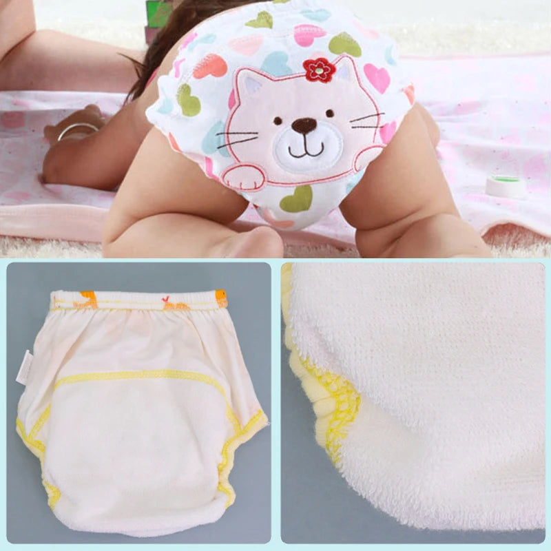 Mother Kids Baby Bare Cotton Cloth Diapers Unisex Reusable Infants Children Training Panties Washable Underwear Nappies Changing - TinyToes Baby Boutique 