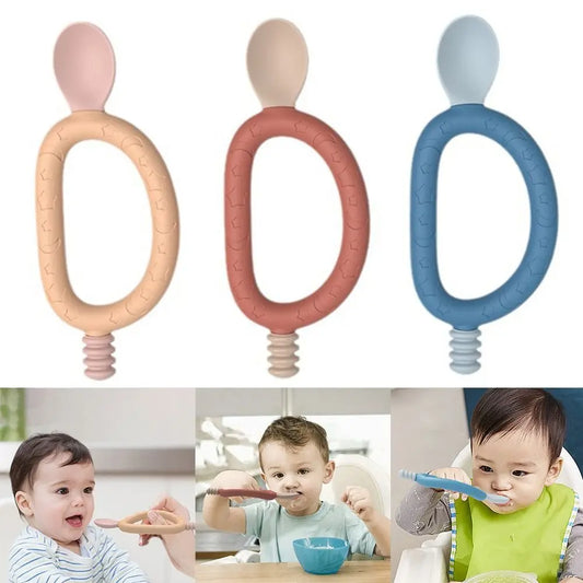 Silicone BPA Free Baby Weaning Spoon Weaning Supplies Self Feeding Baby Spoons Soft-Tip Toddler Utensils Baby Training Spoon - TinyToes Baby Boutique 