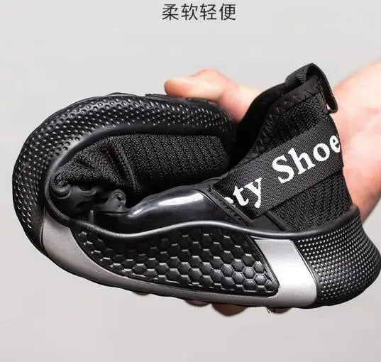 Labor protection shoes men's summer breathable steel anti-smash anti-puncture wear-resistant flying woven work shoes M1013