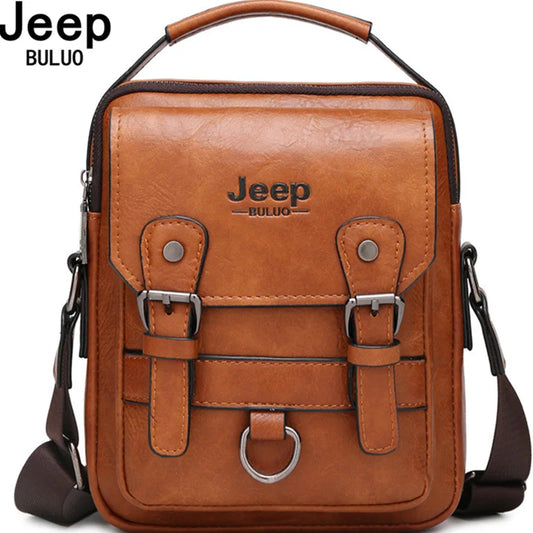 JEEP BULUO Multi-function Business Handbags Men New Man's Shoulder Bag Large Capacity Leather Messenger Bag Crossbody Big Brand - TinyToes Baby Boutique 