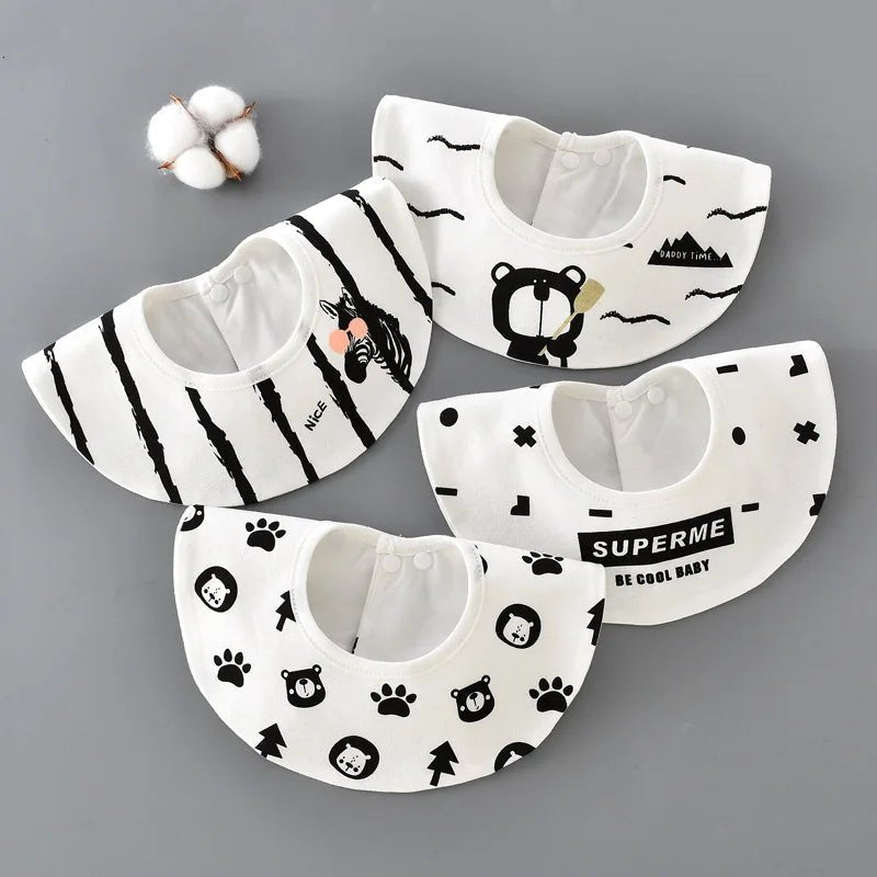 Baby Bibs & Bur p4 pcs sets cotton Cloths items feeding set for newborns infant Boy Girl Toddler Child essentials Stuff kits - TinyToes Baby Boutique