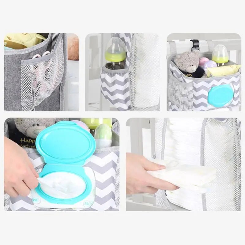 Baby Crib Hanging Storage Bag Diaper Nappy Organizer Cot Bed Infant Essentials Kids Bedding Set - Bundle Joy Baby Boutique