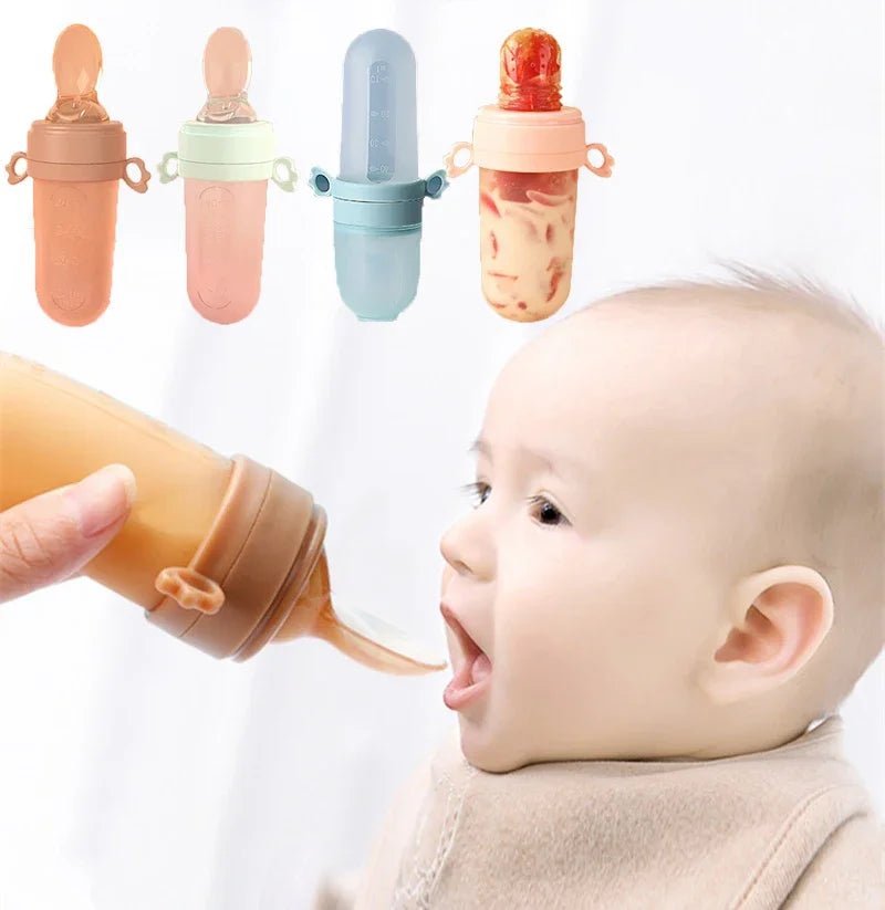 Baby Food Feeding Spoon Juice Baby Bite Bag Feeding Rice Cereal Spoon Silicone Pacifier Tool Baby Supplies - Bundle Joy Baby Boutique