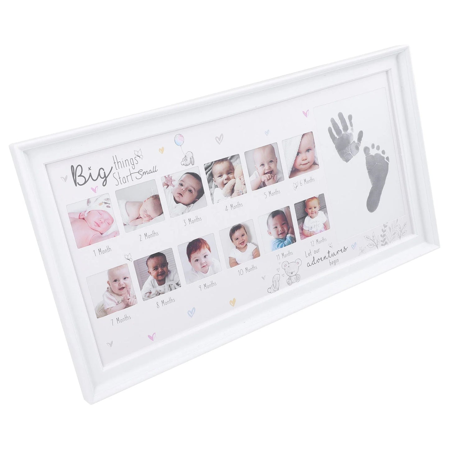 Baby Growth Photo Frame Infant Picture Shower Gift Frames Suite Footprint Photo Frame Girl Essentials First Year Holder Wood - TinyToes Baby Boutique