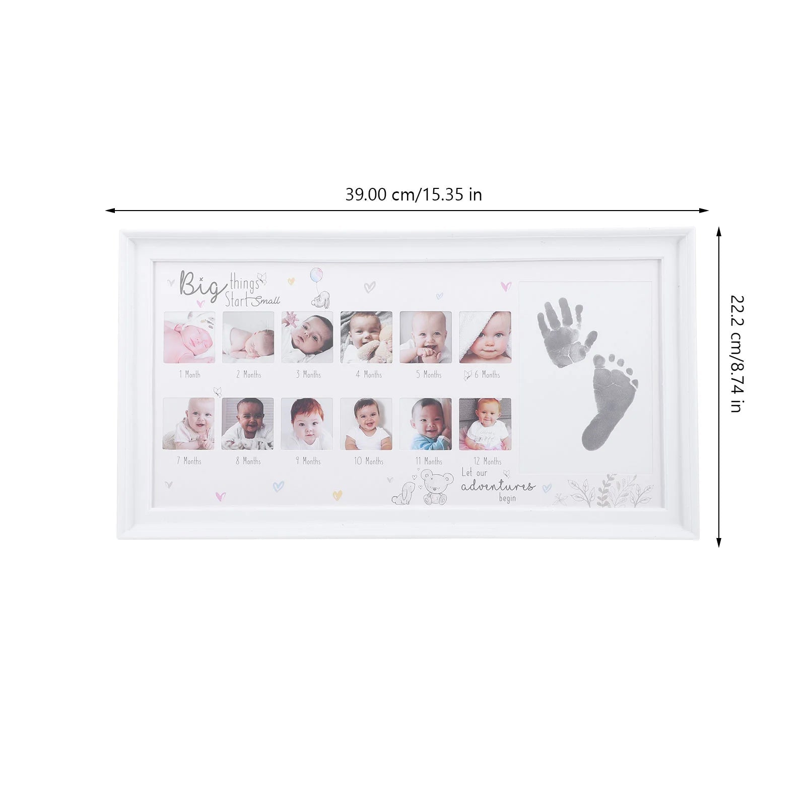 Baby Growth Photo Frame Infant Picture Shower Gift Frames Suite Footprint Photo Frame Girl Essentials First Year Holder Wood - TinyToes Baby Boutique