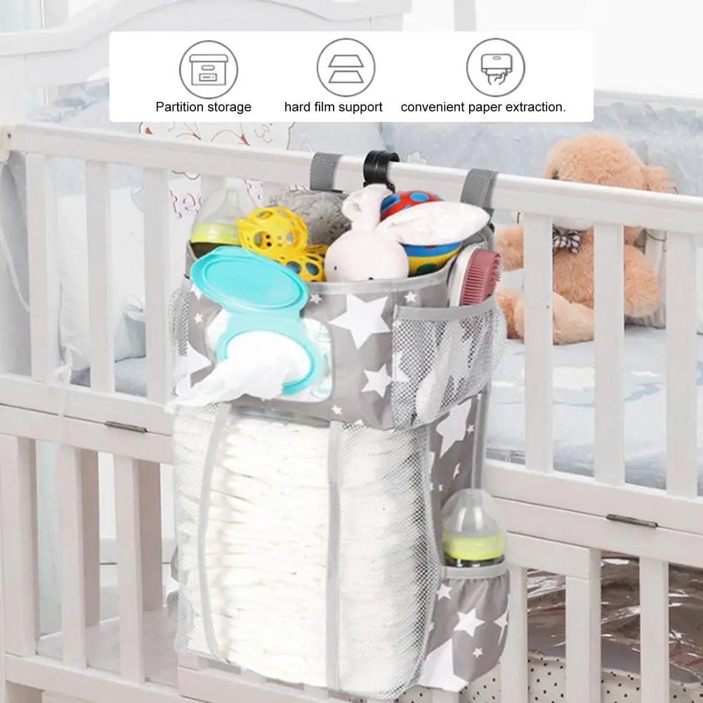 Baby Storage Organizer Crib Hanging Storage Bag Caddy Organizer For Baby Essentials Bedding Set Diaper Storage Bag - TinyToes Baby Boutique