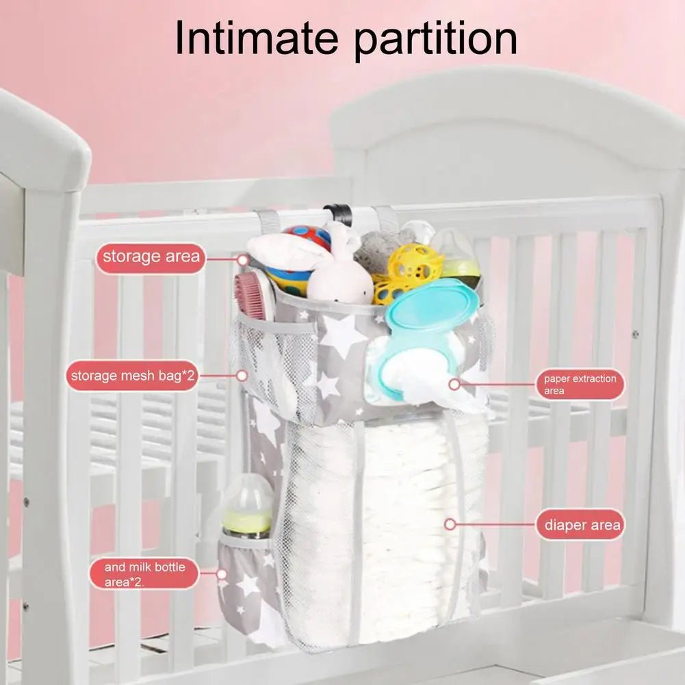 Baby Storage Organizer Crib Hanging Storage Bag Caddy Organizer For Baby Essentials Bedding Set Diaper Storage Bag - TinyToes Baby Boutique