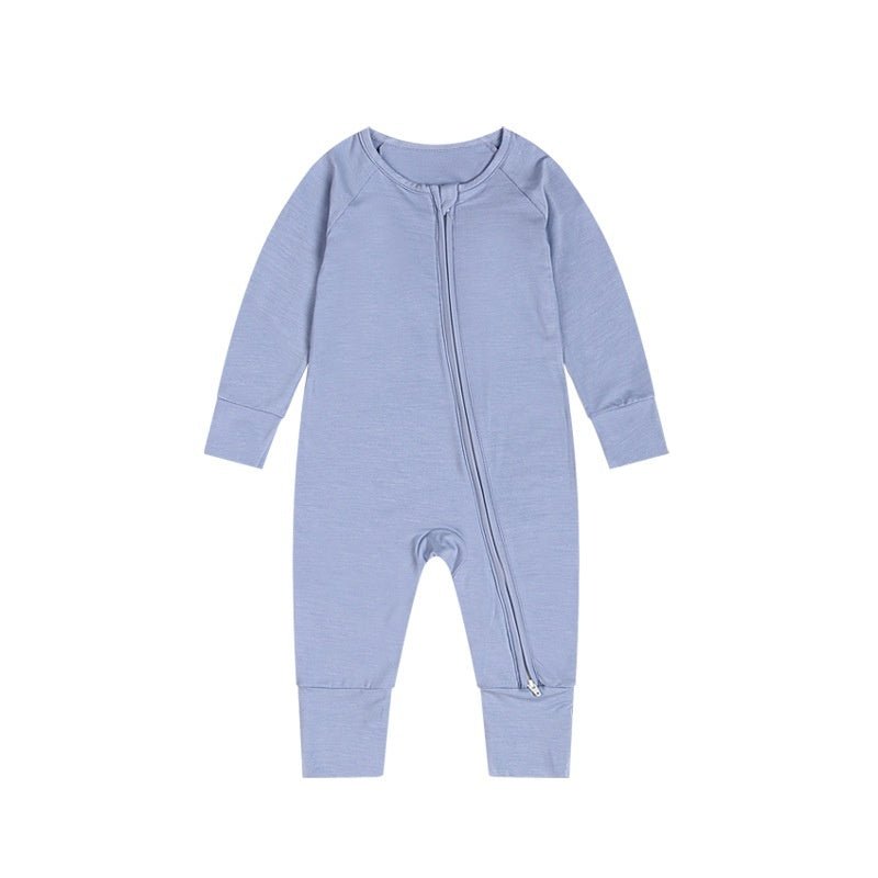 Bamboo Fiber Baby Jumpsuit Baby Zipper Pajamas - TinyToes Baby Boutique