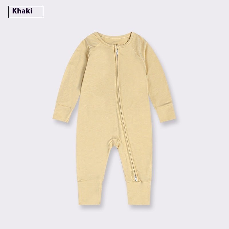 Bamboo Fiber Baby Jumpsuit Baby Zipper Pajamas - TinyToes Baby Boutique