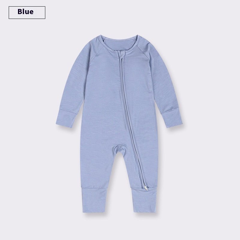 Bamboo Fiber Baby Jumpsuit Baby Zipper Pajamas - TinyToes Baby Boutique