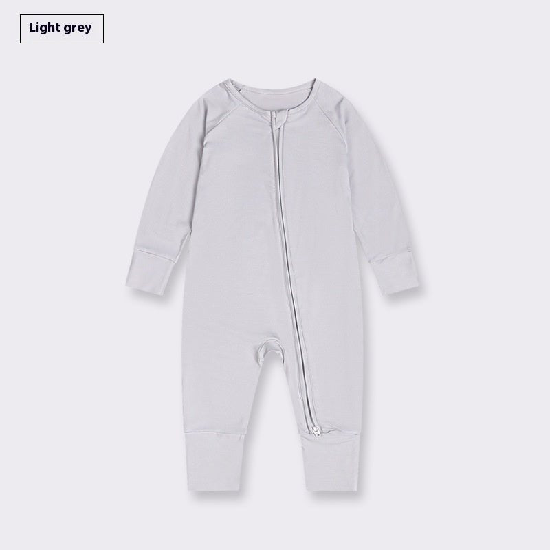 Bamboo Fiber Baby Jumpsuit Baby Zipper Pajamas - TinyToes Baby Boutique