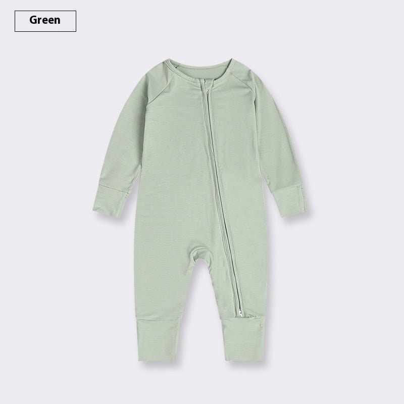 Bamboo Fiber Baby Jumpsuit Baby Zipper Pajamas - TinyToes Baby Boutique