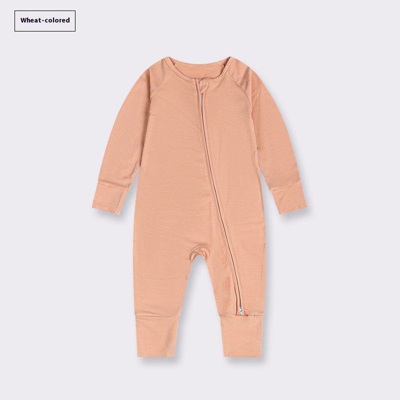 Bamboo Fiber Baby Jumpsuit Baby Zipper Pajamas - TinyToes Baby Boutique