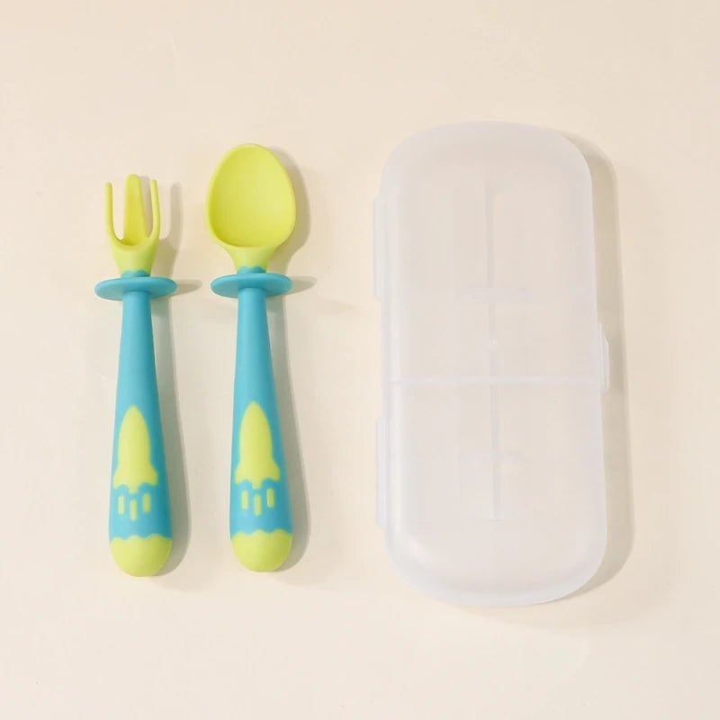 Children's fork spoon Baby training flexible spoon baby silicone food spoon tableware supplies - TinyToes Baby Boutique