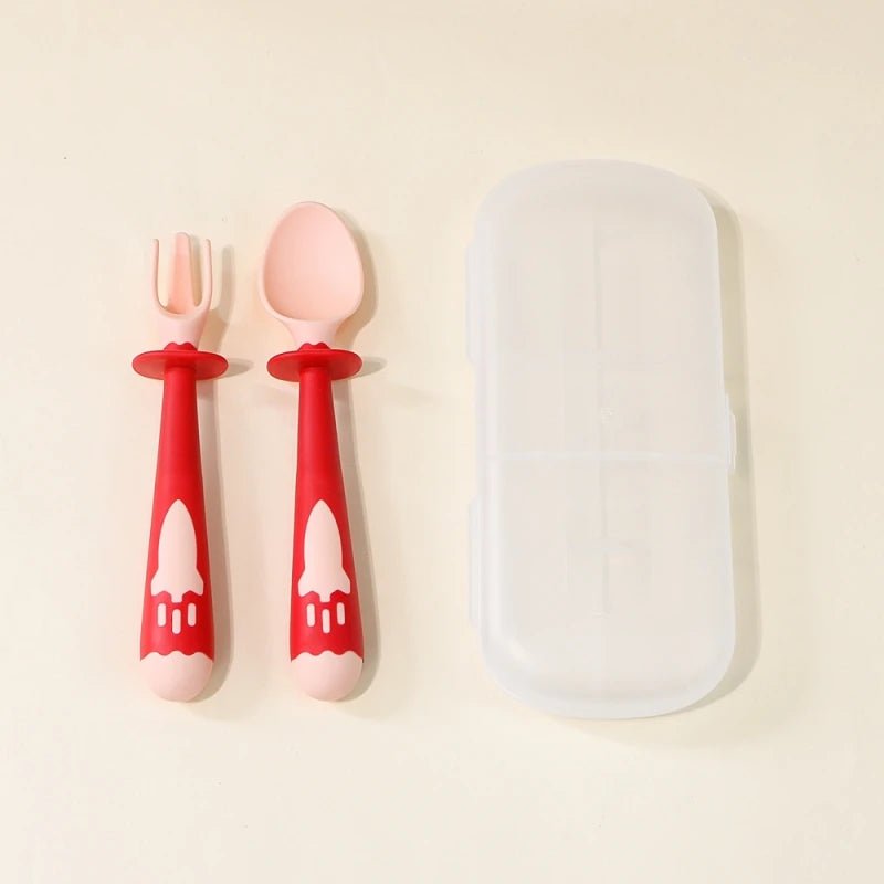 Children's fork spoon Baby training flexible spoon baby silicone food spoon tableware supplies - TinyToes Baby Boutique