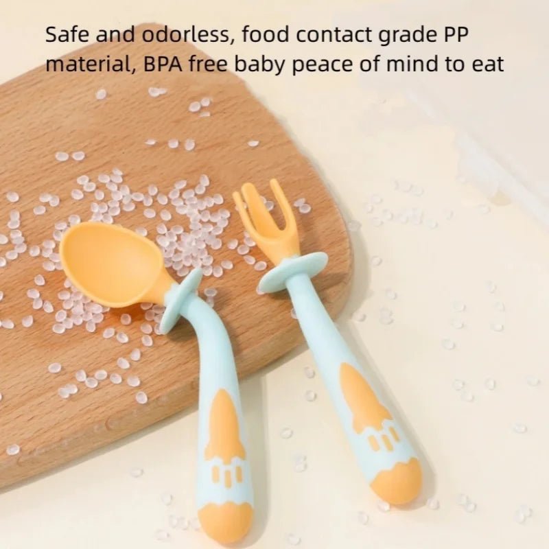 Children's fork spoon Baby training flexible spoon baby silicone food spoon tableware supplies - TinyToes Baby Boutique