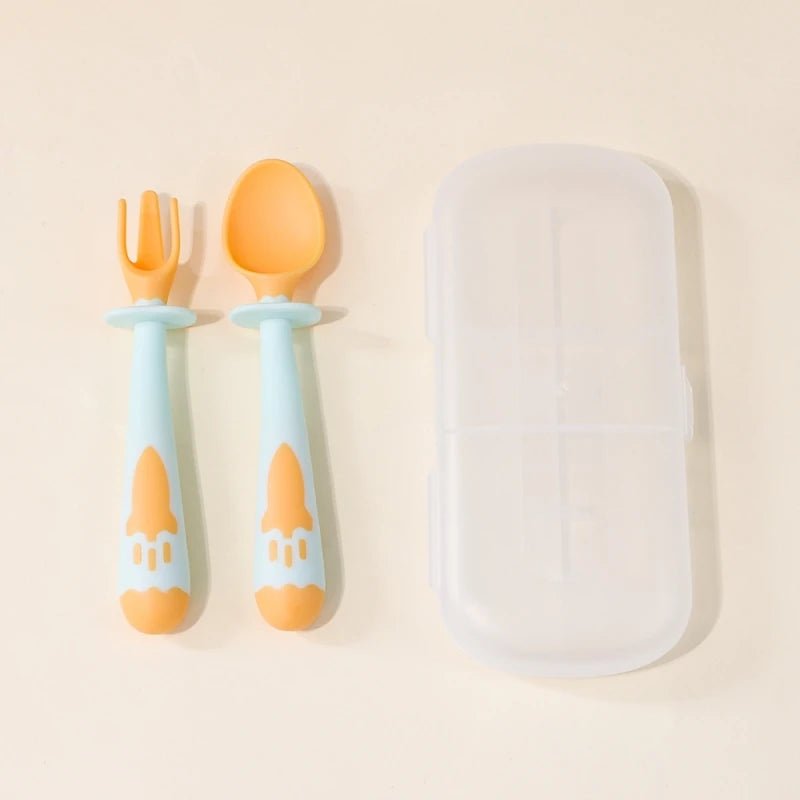 Children's fork spoon Baby training flexible spoon baby silicone food spoon tableware supplies - TinyToes Baby Boutique