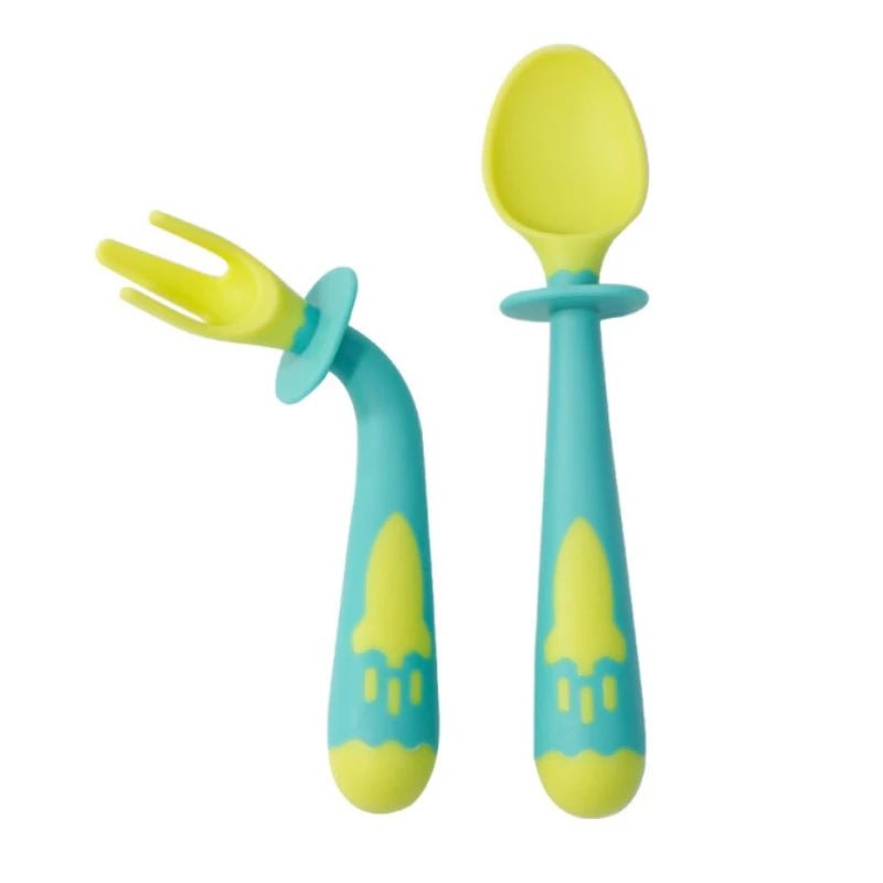 Children's fork spoon Baby training flexible spoon baby silicone food spoon tableware supplies - TinyToes Baby Boutique