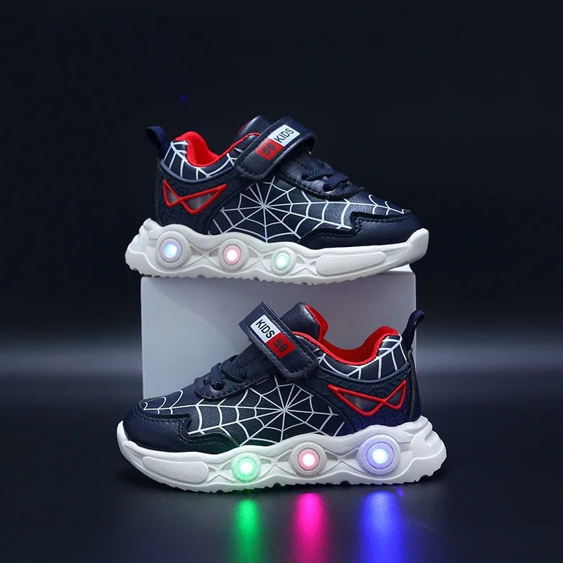 Disney LED Casual Sneakers Red Black For Spring Boys Spiderman Leather Outdoor Shoes Children Lighted Non - slip Shoes Size 21 - 30 - TinyToes Baby Boutique