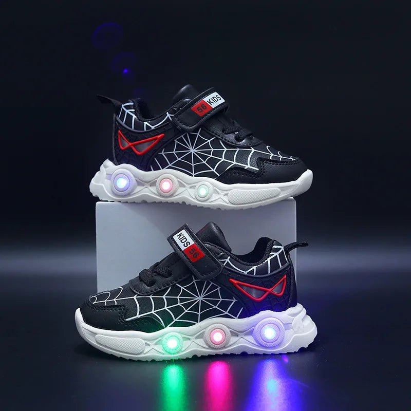 Disney LED Casual Sneakers Red Black For Spring Boys Spiderman Leather Outdoor Shoes Children Lighted Non - slip Shoes Size 21 - 30 - TinyToes Baby Boutique