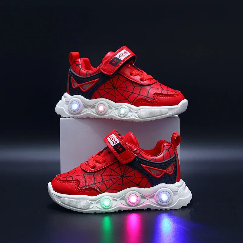 Disney LED Casual Sneakers Red Black For Spring Boys Spiderman Leather Outdoor Shoes Children Lighted Non - slip Shoes Size 21 - 30 - TinyToes Baby Boutique