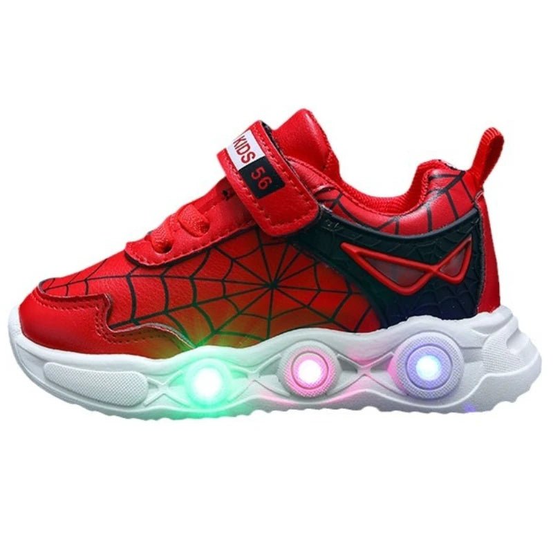 Disney LED Casual Sneakers Red Black For Spring Boys Spiderman Leather Outdoor Shoes Children Lighted Non - slip Shoes Size 21 - 30 - TinyToes Baby Boutique